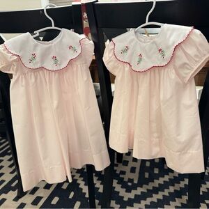 Matching Christmas Smock Dresses 4T and 12 mo NWT